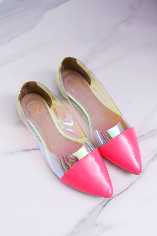Lu Boo | Transparent Holographic Fluo Pointed Ballerinas
