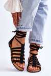 Women's Suede Roman Sandals Black Sempre