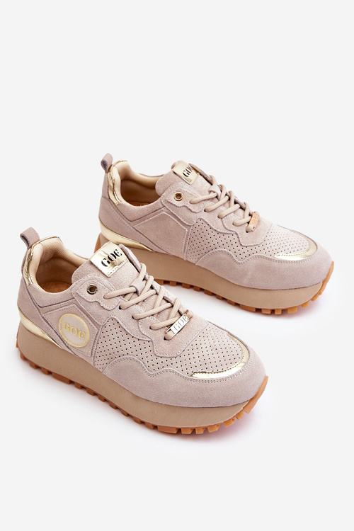 Women's Suede Platform Sports Shoes GOE LL2N4001 Beige