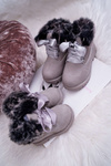 Children's Boots Trapper Boots Warmed With Fur Grey Tesoro