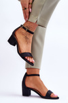 Satin Low Heel Sandals Black Juliet