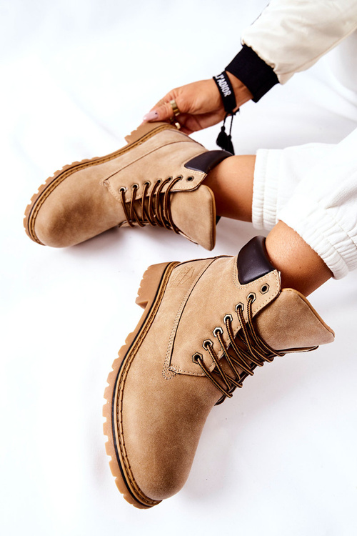 Damskie Trapery Ocieplane Beżowe Crush