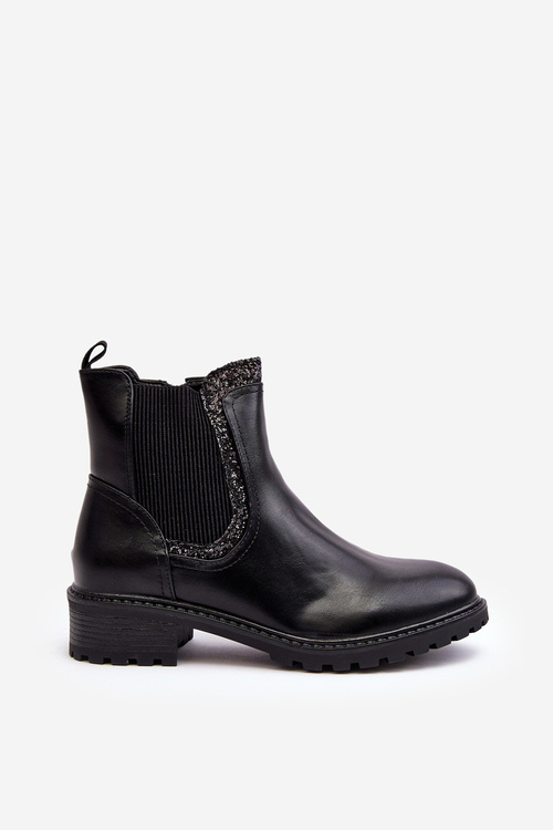 Women's Low-Cut Ankle Boots on Flat Heel Black Kassona