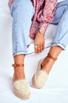 Women's Platform Flax Espadrilles Beige Palm Spring
