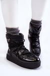 Women's Fashionable Lace-up Snow Boots Black Carrios