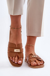 Women's Flat Sandals with Decoration Camel Kavinia
