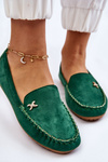 Women's Suede Loafers With Embellishments Green Leah