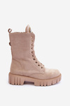 Leather Boots Workery With Jewellery Decoration Beige Marx 