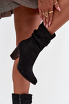 Women's Block Heel Ankle Boots with Ruching Black Jovessa