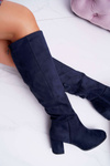 Women's Suede Boots Navy Blue Sergio Leone KZ273