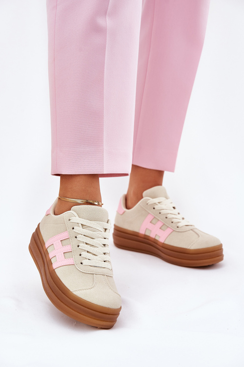 Womens Sneakers On Platform Beige Syliyana