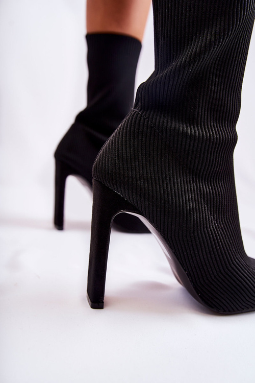 Women's High Boots With A Heel Sock Black Nessi