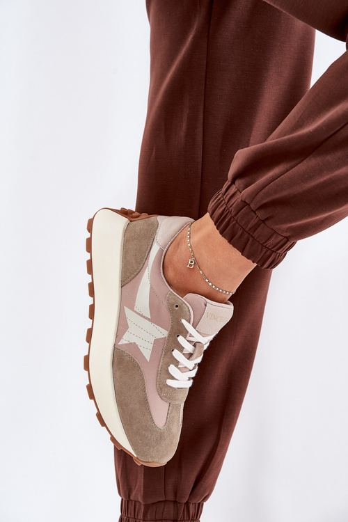 Buty Sportowe Damskie Zamszowe Platforma Beżowe Vinceza 66720