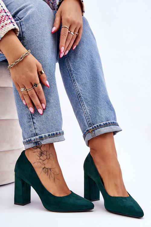 Suede Pumps On A Block Heel Sergio Leone PB216 Green
