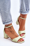 Low Heel Leather Sandals Light Green Whitney