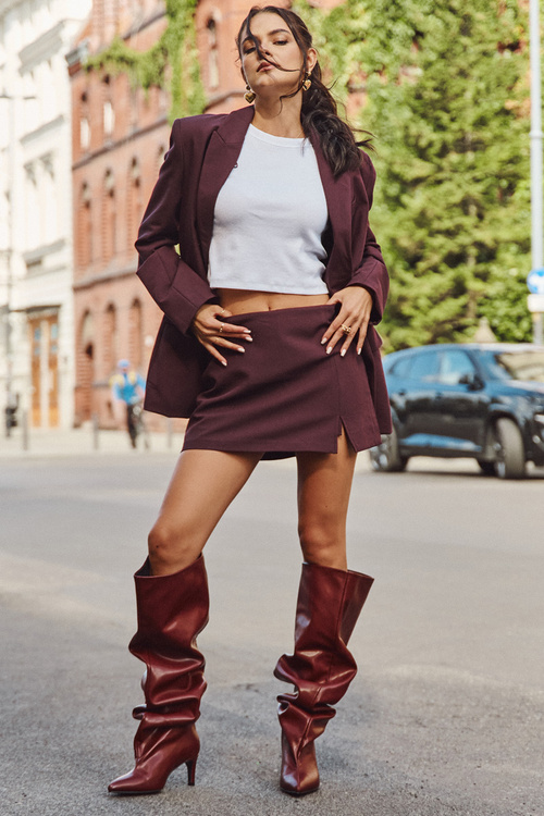 Women's High Heel Slip-On Boots Bordeaux Mavilla