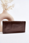 Women's Large Leather Wallet With A Zipper Dark Brown Shiness 