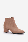 Eco Suede Ankle Boots With Zipper Dark Beige Sairis