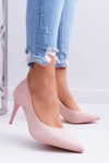 Ladies' Suede Pointed Heels Pink Cream