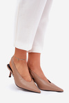 Heels With Open Back Eco Leather Dark Beige Aricandia