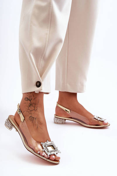 Transparent Sandals with Ornaments Golden SBarski MR1037-05