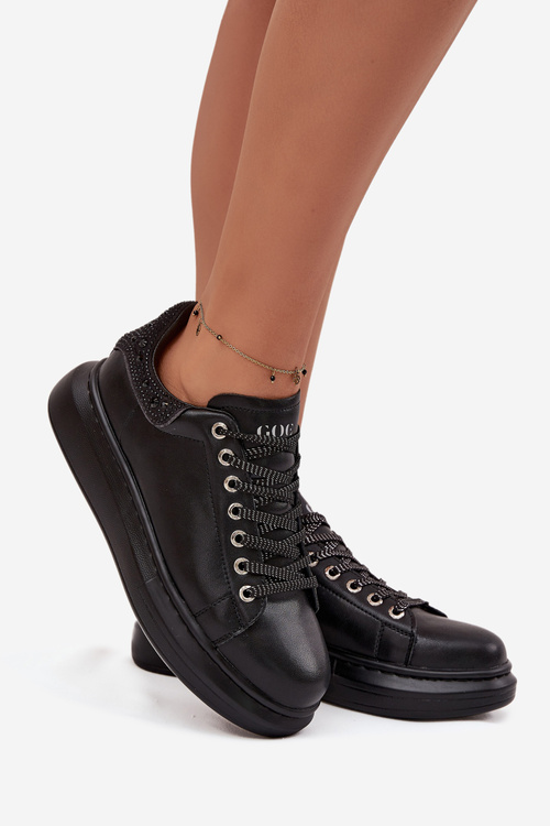 Women's Sneakers Made of Genuine Leather GOE OO2N4004 Black