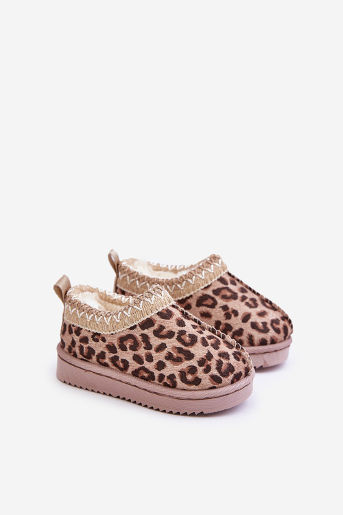 Botki Śniegowce W Panterkę Ocieplane Futerkiem Platforma Brązowe Vilabria