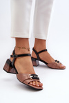 Elegant Women's Sandals with Block Heels Pink Natissa