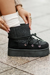 Snow Boots With Lacing On Platform Black Mavora