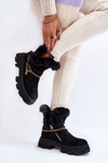 Suede Women's Boots With Decorative Chain Black Respecto