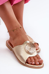 Women's Flat Sandals with Gold Embellishment Rivashea