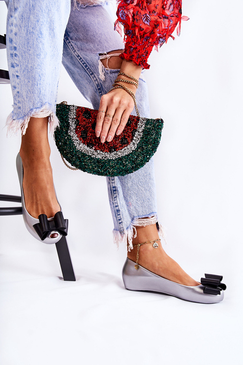 Women's Rubber Ballerinas With A Bow Silver Florret