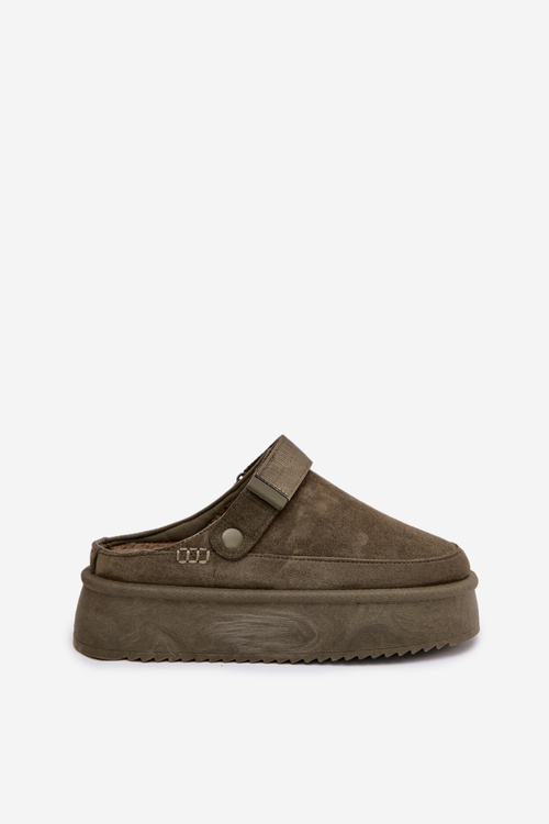 Damskie Śniegowce Eko Zamszowe Platforma Rzep Ciemnozielone Jorielle