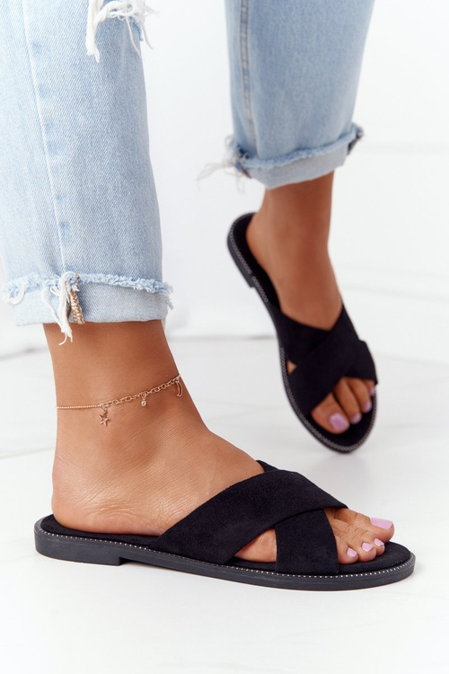 Women's Suede Slippers Black Edesa