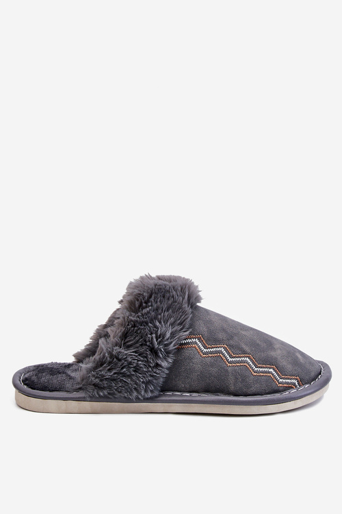 Men's Warm Slippers With Fur Grey Aron