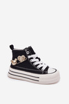 Children's High Sneakers With Gold Decoration Black Elvena