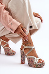 Leather Heels Sandals Maciejka 06084-25 gold