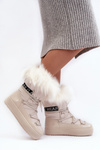 Women's Lace-up Snow Boots Light Beige Santero