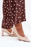 Heels With Decorative Buckle Beige Seriva