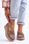Suede Platform Loafers Dark beige Milana