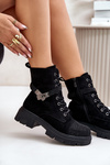 Insulated Ankle Boots Workers With Decoration Black S.Barski HY42-281