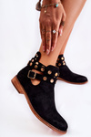 Women's boots with jets on a flat heel Black Larino