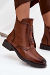 Women's insulated ankle boots with low heel with decorations brown Tavressa