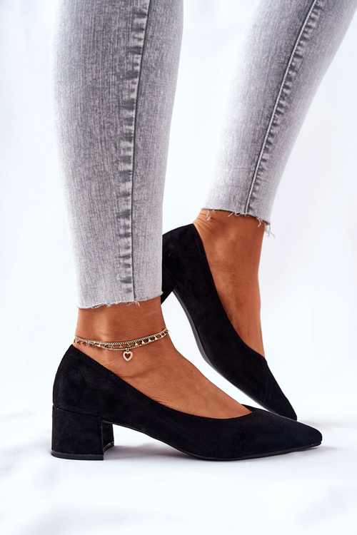 Suede Pumps On A Block Heel Black Rossie