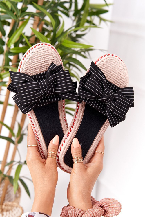 Rubber Slippers With A Bow Black Gabriell
