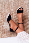 Women's Sandals On Heels Espadrilles Black Trame