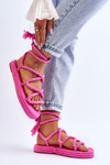 Tied Sandals On A Massive Platform Pink Can't Wait
