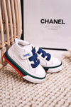 Children's High Sneakers With Welt White Navy Blue Baxter