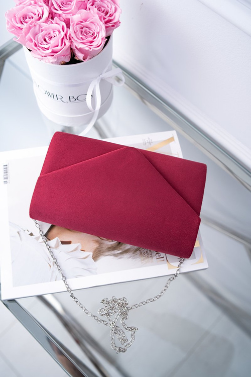 Women's Suede Handbag Maroon Clutch Bag