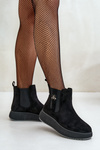 Women's Slip-On Platform Ankle Boots With Decorative Eco Suede Black Ciatheia